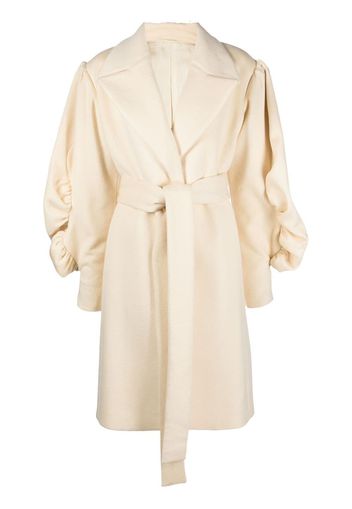 DEL CORE ruffle-sleeve belted trench coat - Bianco