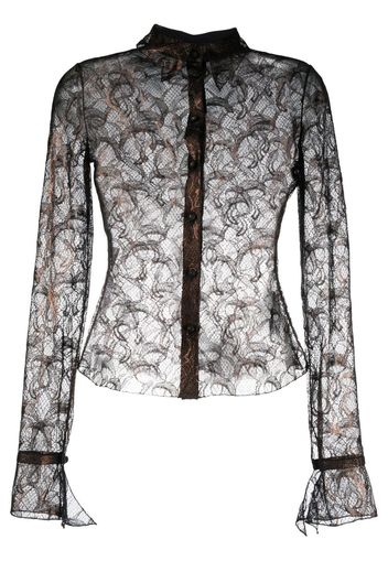 DEL CORE sheer lace shirt - Marrone