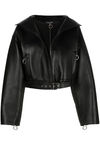 DEL CORE Giacca con zip in pelle - Nero