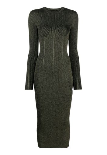 Del Core metallic-threading knit midi dress - Verde