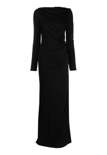 Del Core gathered long-sleeve gown - Nero