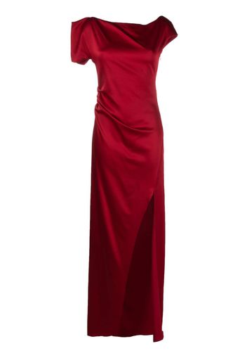 Del Core draped asymmetric satin gown - Rosso