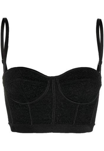 Del Core lace-detailing bustier crop top - Nero