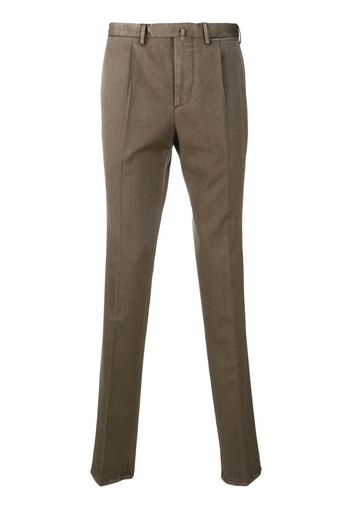 inverted pleat wool trousers