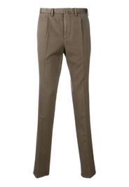 inverted pleat wool trousers