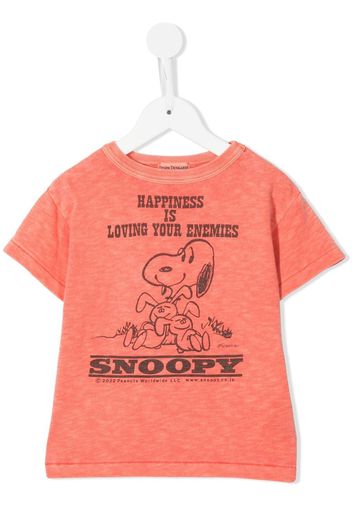 Denim Dungaree Snoopy slogan T-shirt - Arancione