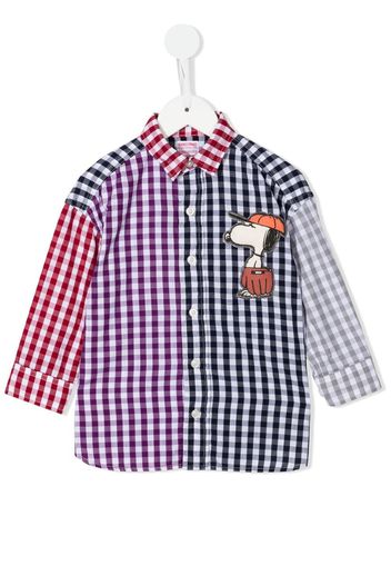 Denim Dungaree gingham snoopy-print shirt - Blu