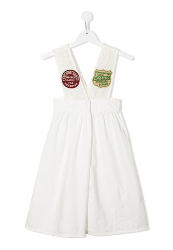 Denim Dungaree logo-patch pinafore skirt - Bianco