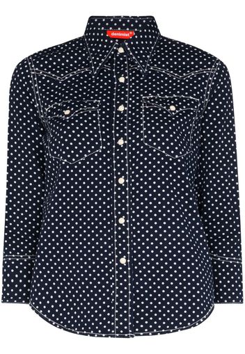 polka dot denim shirt