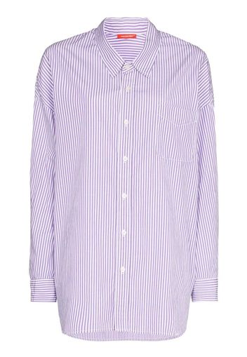 stripe print button-up shirt