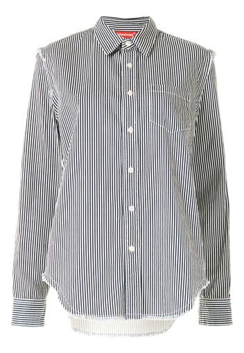 striped raw-cut denim shirt