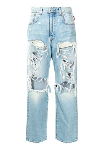 Denimist distressed straight-leg jeans - Blu