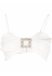 DEPENDANCE crystal buckle crop top - Bianco