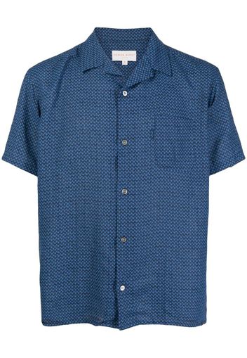 Derek Rose patterned linen sleep shirt - Blu