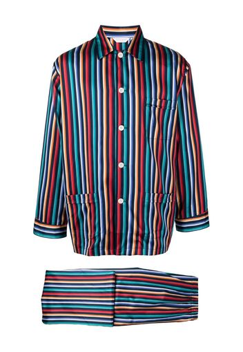 Derek Rose stripe-print silk pajama set - Multicolore