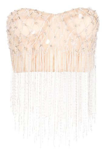 DES PHEMMES crystal-embellished cropped top - Toni neutri