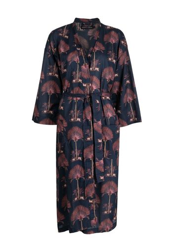 Desmond & Dempsey graphic-print cotton robe - Blu