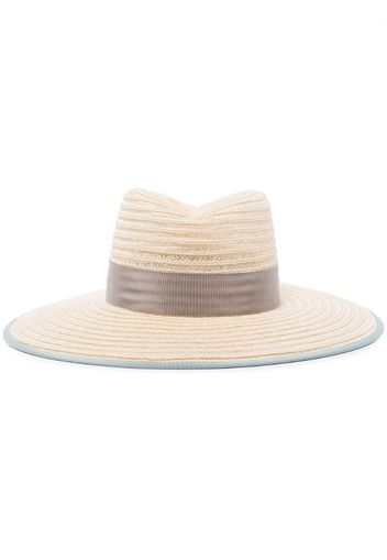 white Cindy ribbon trim straw hat