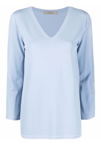 D.Exterior V-neck cropped-sleeve jumper - Blu