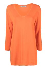 D.Exterior V-neck fine-knit jumper - Arancione