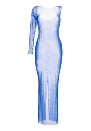 Di Petsa graphic-print sheer dress - Blu