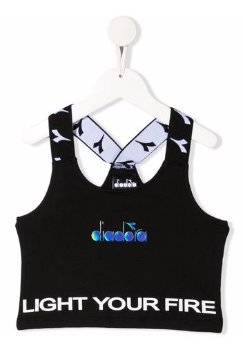 Diadora Junior logo-print cropped tank top - Nero