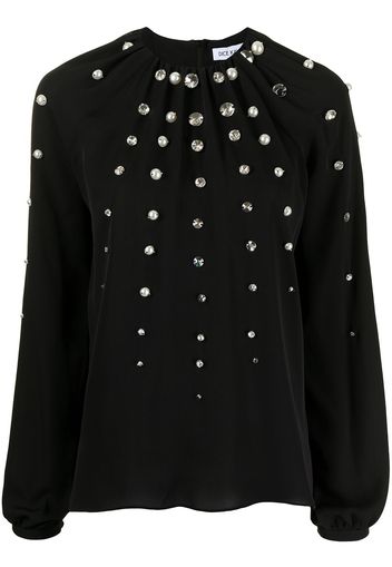 Dice Kayek gem-embellished round neck blouse - Nero