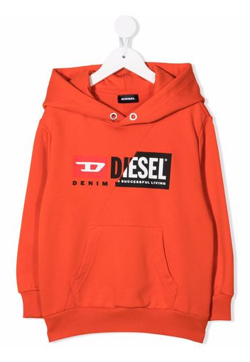 Diesel Kids logo-print cotton hoodie - Arancione