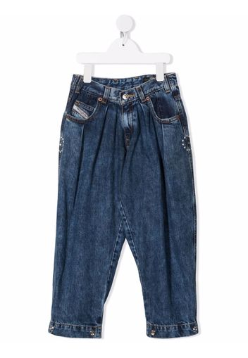 Diesel Kids tapered crystal-embellished jeans - Blu