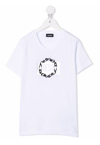 Diesel Kids logo-embroidered T-shirt - Bianco