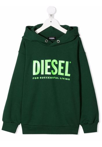 Diesel Kids logo print hoodie - Verde