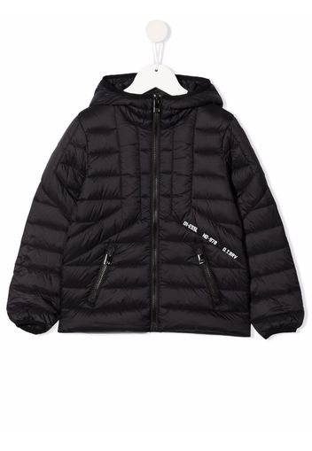 Diesel Kids hooded zip-up padded jacket - Nero