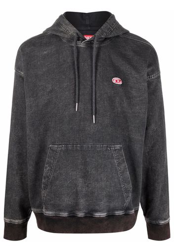 Diesel logo-patch long-sleeved hoodie - Nero