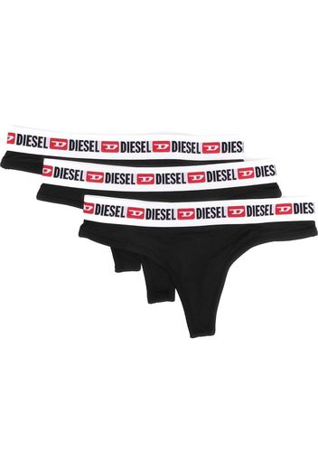 Diesel pack-of-three logo-waistband thongs - Nero