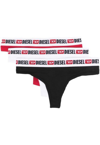 Diesel logo-tape three-pack thong - Bianco