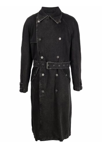 Diesel double-breasted denim trench coat - Nero