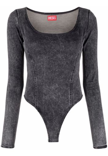 Diesel logo-patch long-sleeve bodysuit - Nero