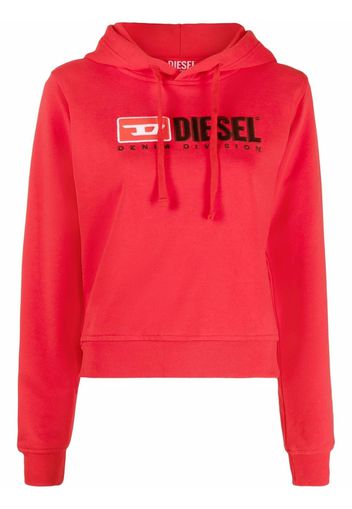 Diesel logo-embroidered cotton hoodie - Rosso