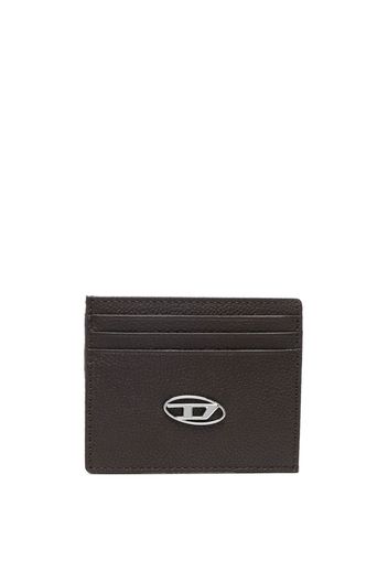 Diesel logo-plaque leather cardholder - Marrone