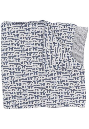 Diesel intarsia-knit logo scarf - Blu