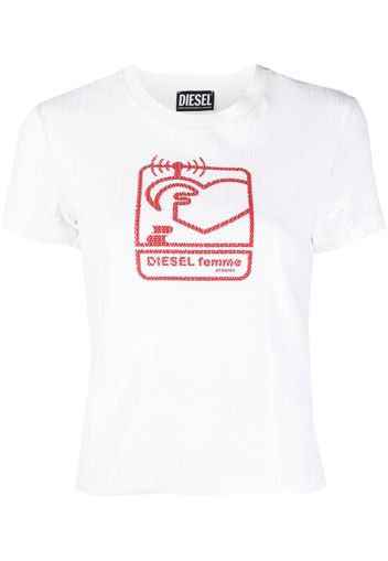 DIESEL T-shirt con paillettes - Bianco