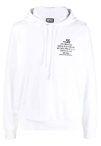 Diesel slogan-print cotton-blend hoodie - Bianco