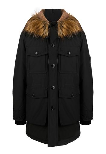 Diesel faux-fur trimmed hooded parka - Nero