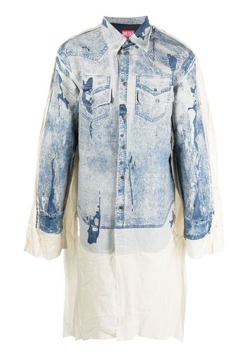 Diesel denim-print long shirt - Blu