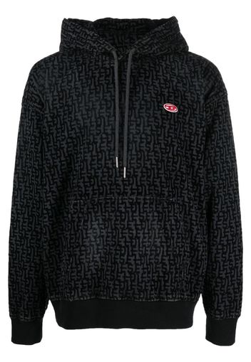 Diesel logo-print denim hoodie - Grigio