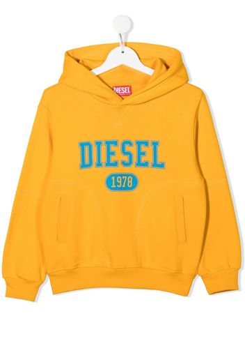 Diesel Kids logo-print jersey hoodie - Arancione