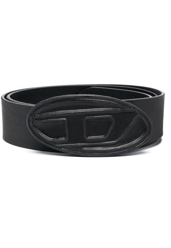 Diesel logo-buckle leather belt - Nero