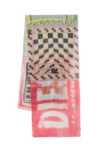 Diesel semi-sheer abstract-print logo scarf - Rosa