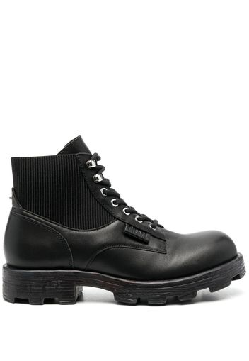 Diesel 40mm leather combat boots - Nero