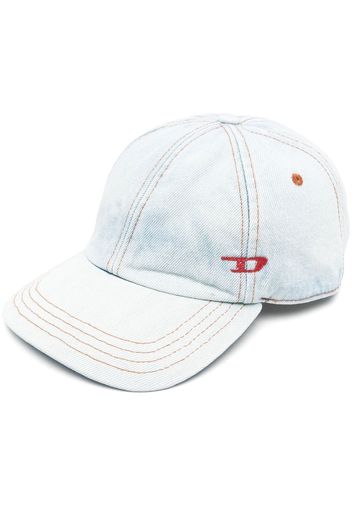 Diesel logo-embroidered light wash cap - Blu